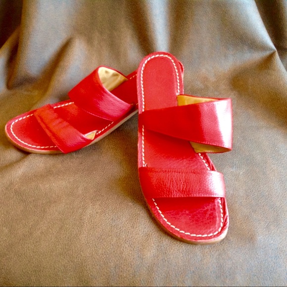 Shoes - Italian Red Leather Sandals
